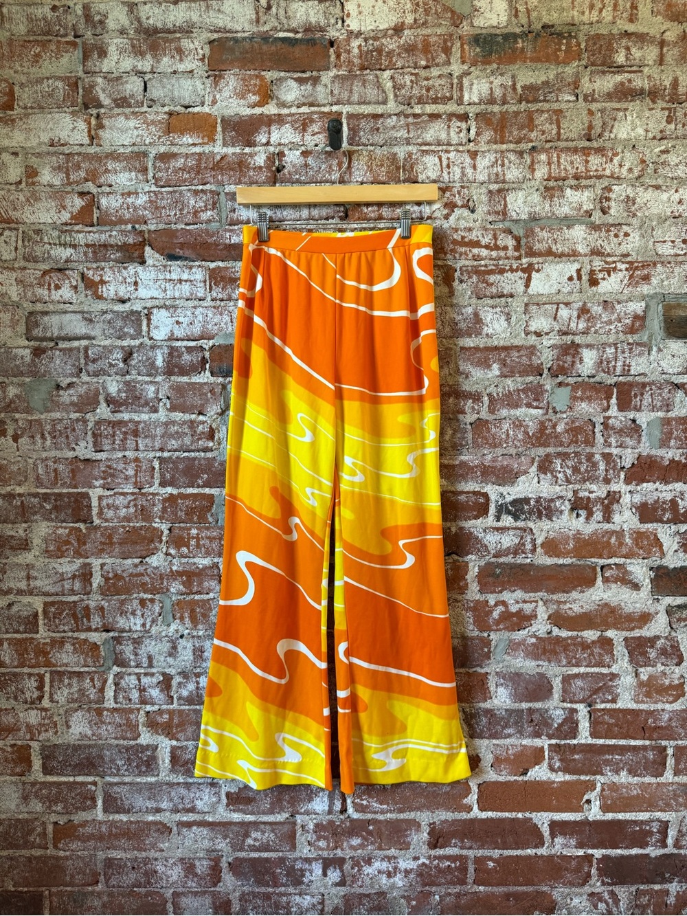 Vera Neumann Vintage Size 12 Trippy Mcm Orange And Yellow Pants Polyester